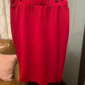 Red Midi Pencil Skirt
